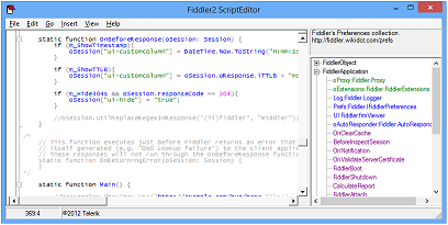 Fiddler2 ScriptEditor Screenshot